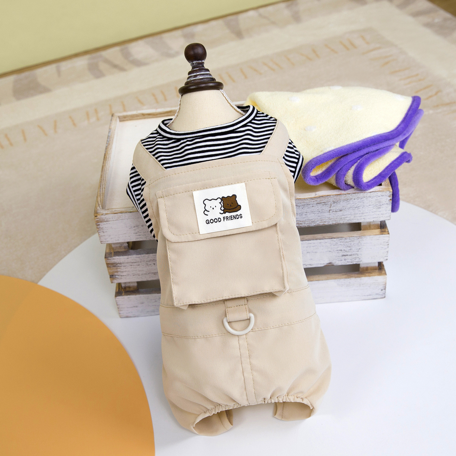 ロンパース つなぎ ペット服 ボーダー柄 カバーオール オーバーオール 犬 ツナギ おしゃれ ペット洋服 四つの足 犬猫用 小型犬 お散歩お出かけ部屋着 寝間着 抜け毛防止